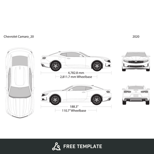 2020 Chevy Camaro free vector vehicle wrap template - GravBase