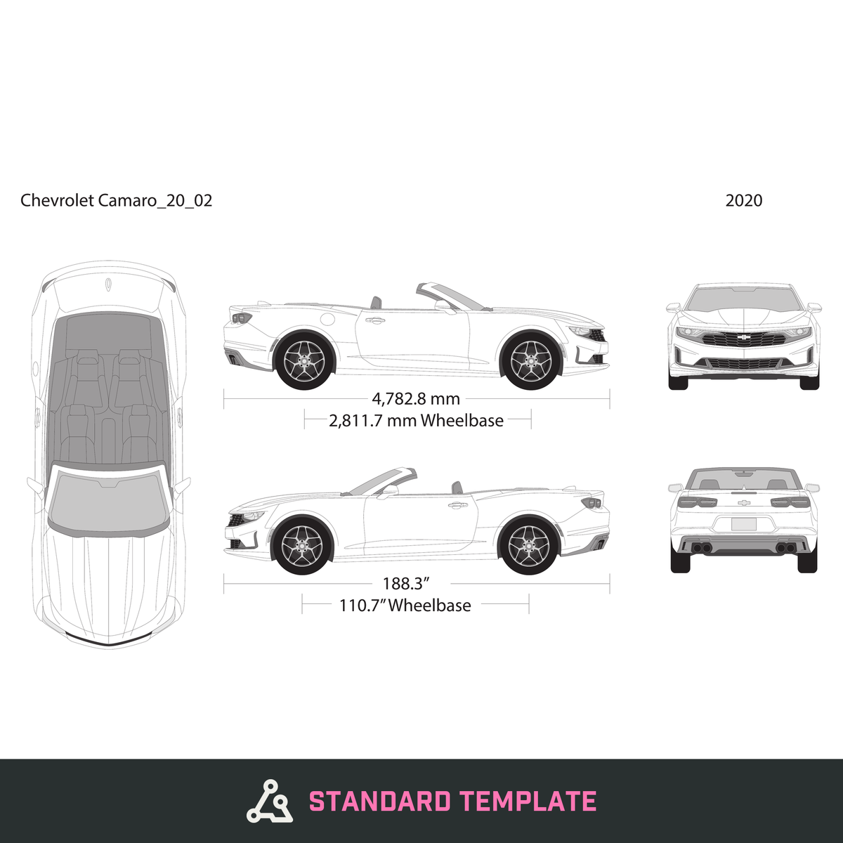 2020 Chevy Camaro vector wrap template V02, Design-Ready PDF - GravBase