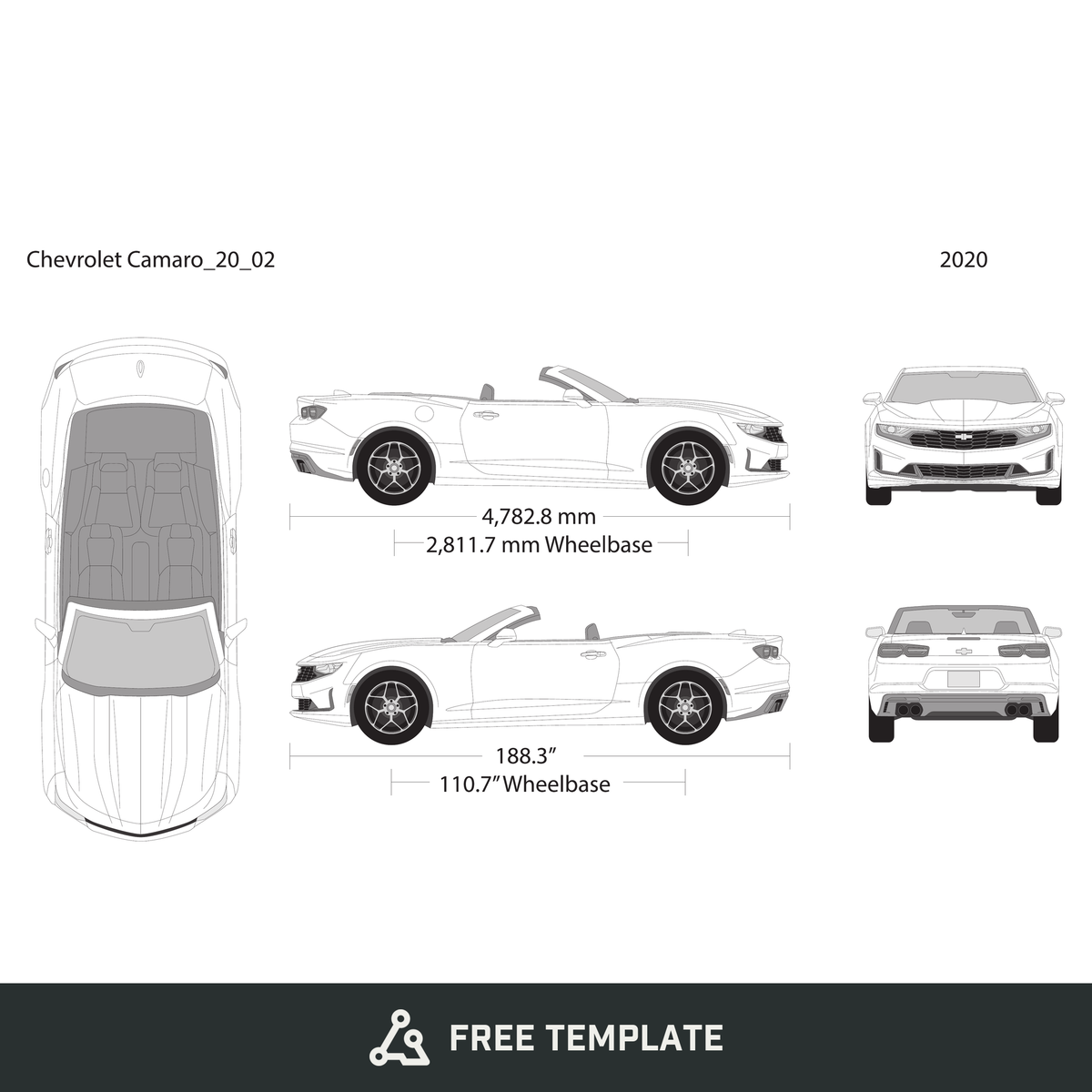 2020 Chevy Camaro free vector vehicle wrap template - GravBase