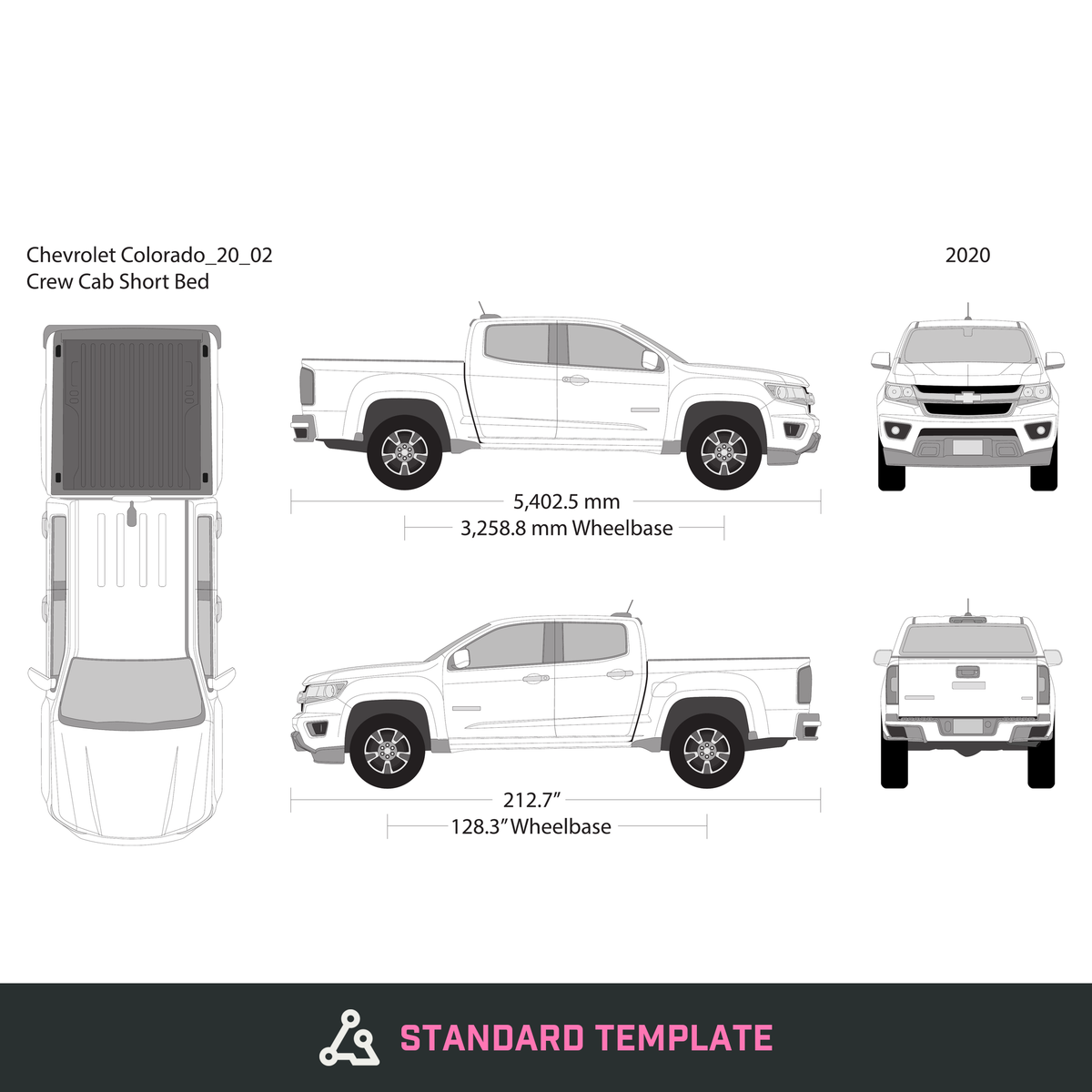 2020 Chevy Colorado vector wrap template V02, Design-Ready PDF - GravBase