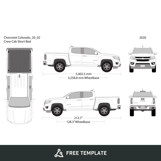 2020 Chevy Colorado free vector vehicle wrap template - GravBase