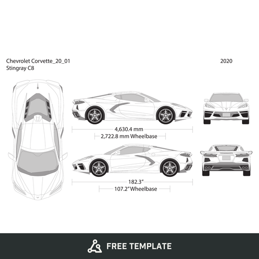 2020 Chevy Corvette free vector vehicle wrap template - GravBase