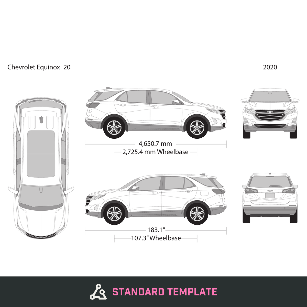 2020 Chevy Equinox vector wrap template, Design-Ready PDF - GravBase