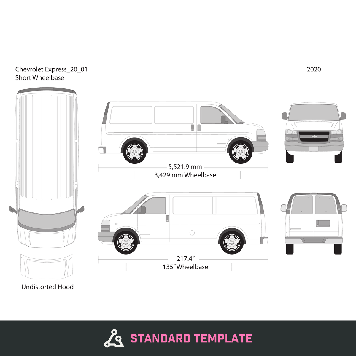 2020 Chevy Express vector wrap template V01, Design-Ready PDF - GravBase