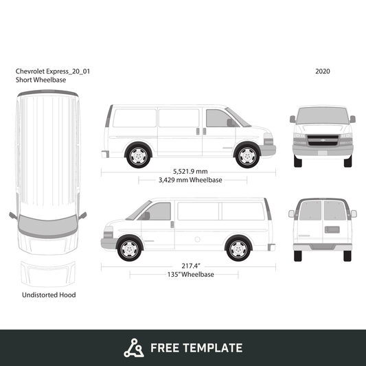 2020 Chevy Express free vector vehicle wrap template - GravBase