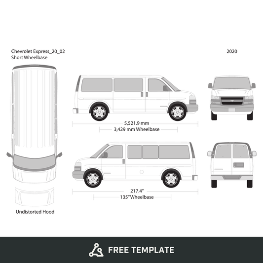 2020 Chevy Express free vector vehicle wrap template - GravBase