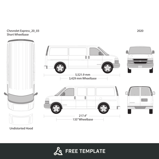 2020 Chevy Express free vector vehicle wrap template - GravBase