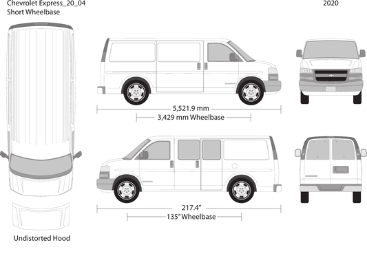 2020 Chevy Express vector wrap template V04, Design-Ready PDF - GravBase