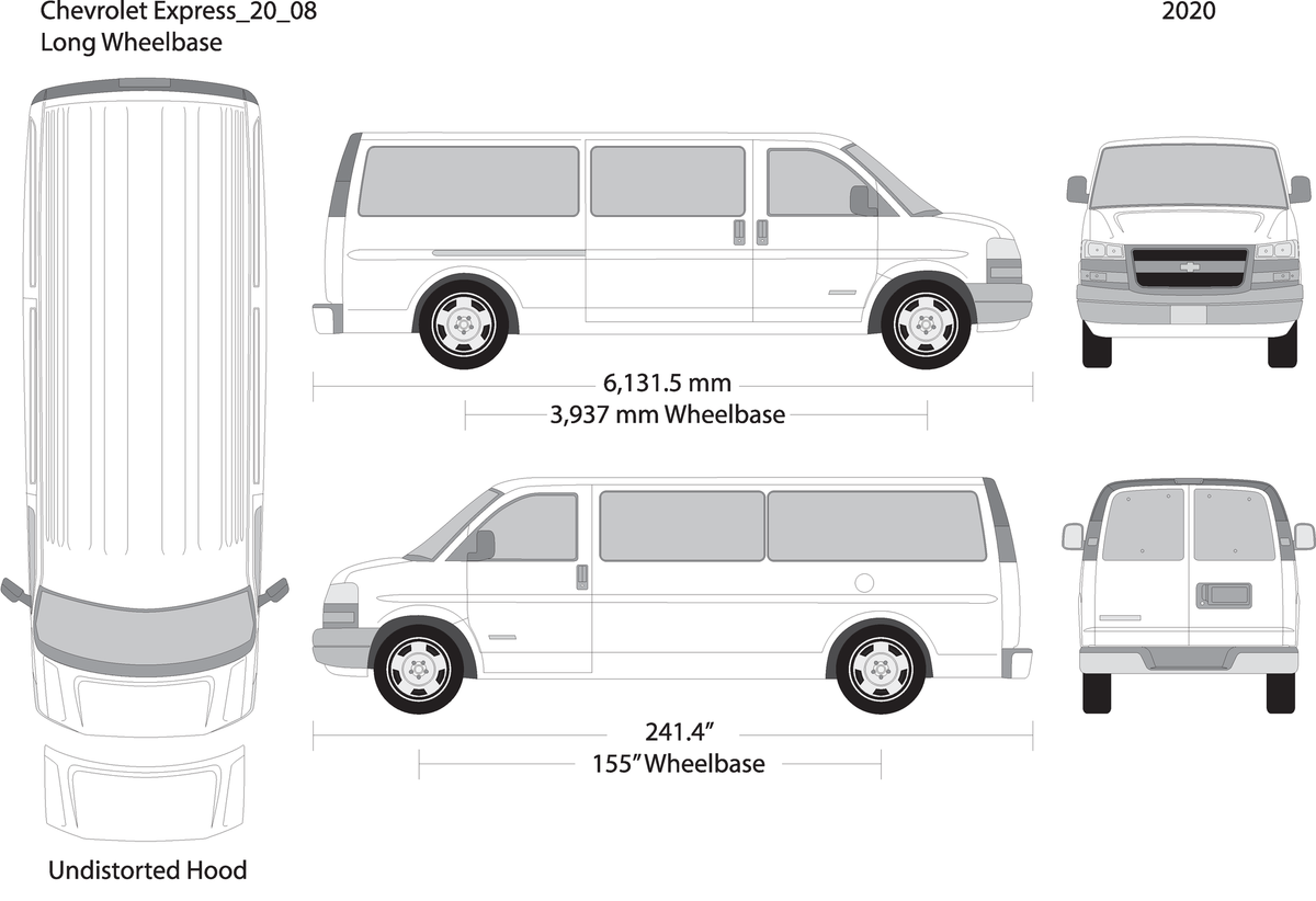 2020 Chevy Express V08 Vehicle Wrap Template
