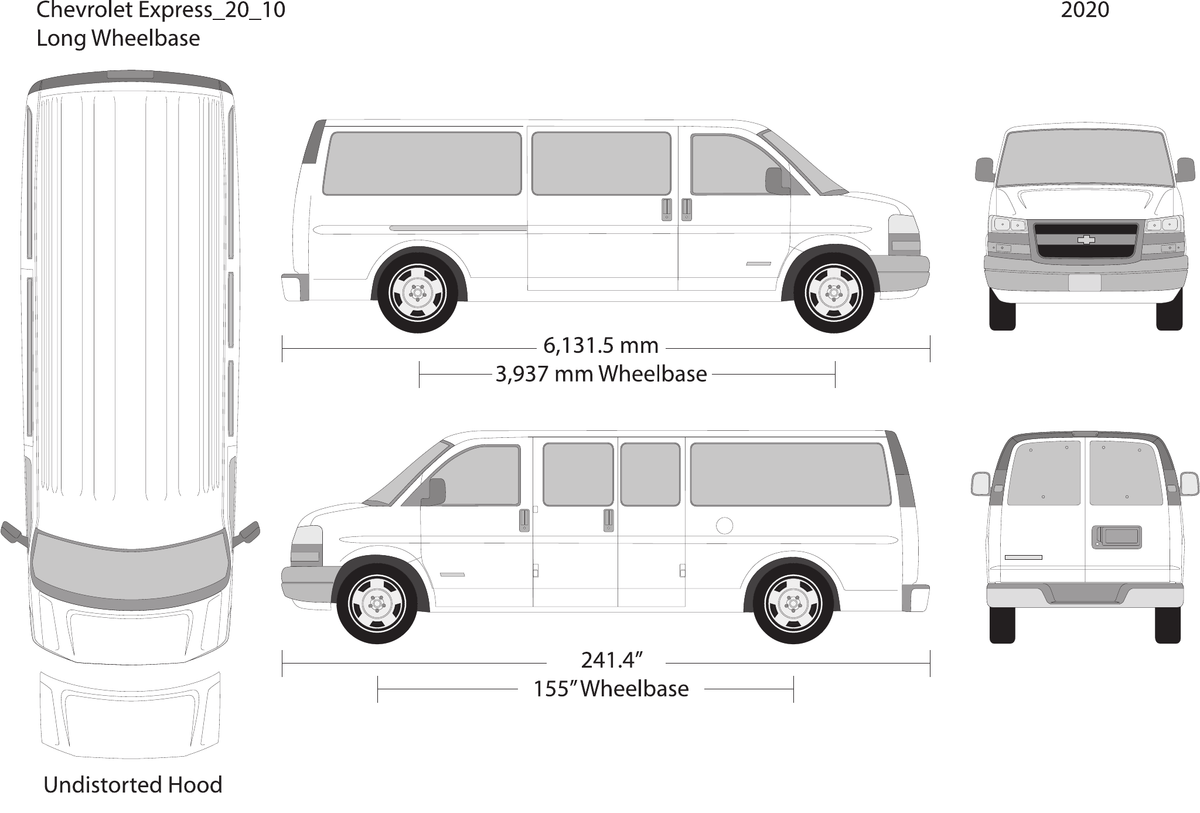 2020 Chevy Express vector wrap template V10, Design-Ready PDF - GravBase