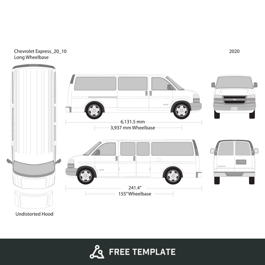 2020 Chevy Express free vector vehicle wrap template - GravBase