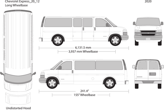 2020 Chevy Express vector wrap template V12, Design-Ready PDF - GravBase