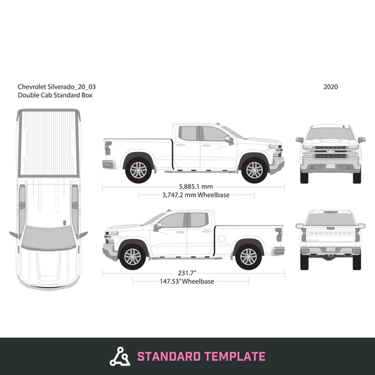 2020 Chevy Silverado 1500 vector wrap template V03, Design-Ready PDF - GravBase