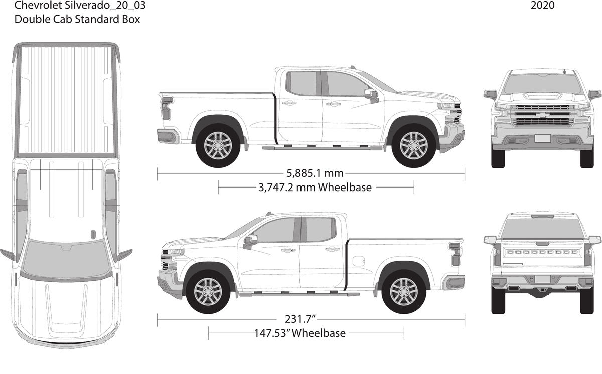 2020 Chevy Silverado 1500 vector wrap template V03, Design-Ready PDF - GravBase