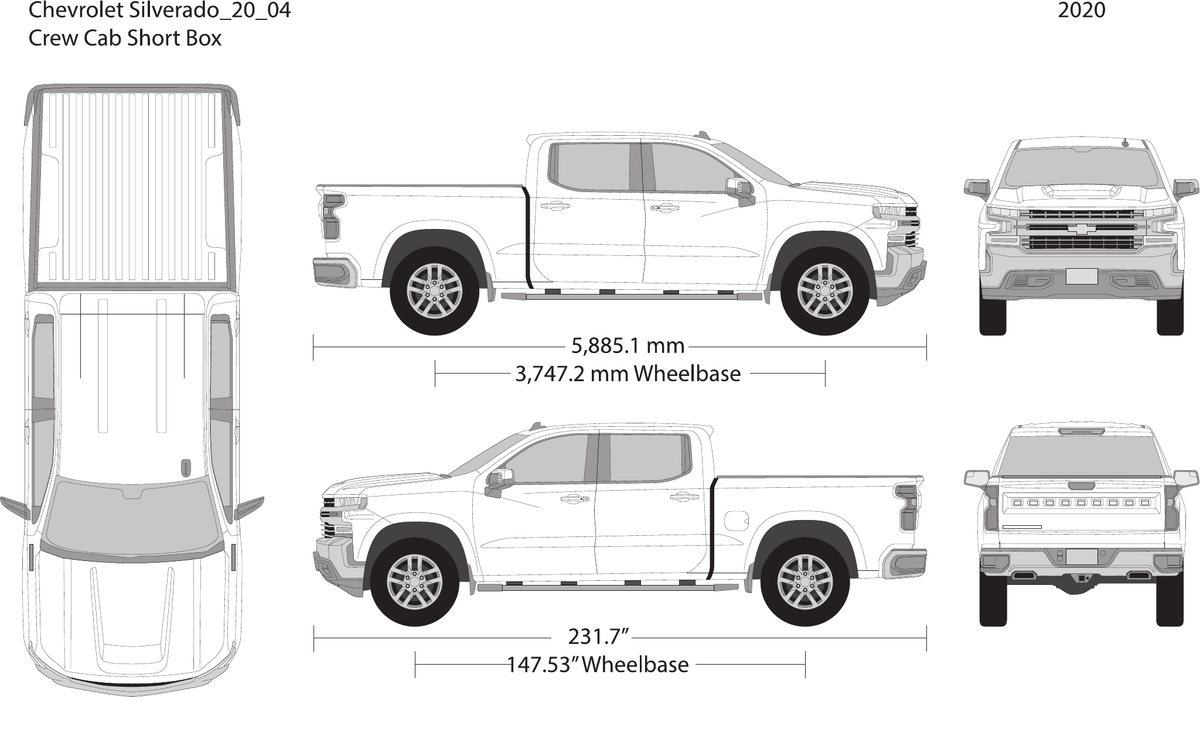 2020 Chevy Silverado 1500 vector wrap template V04, Design-Ready PDF - GravBase