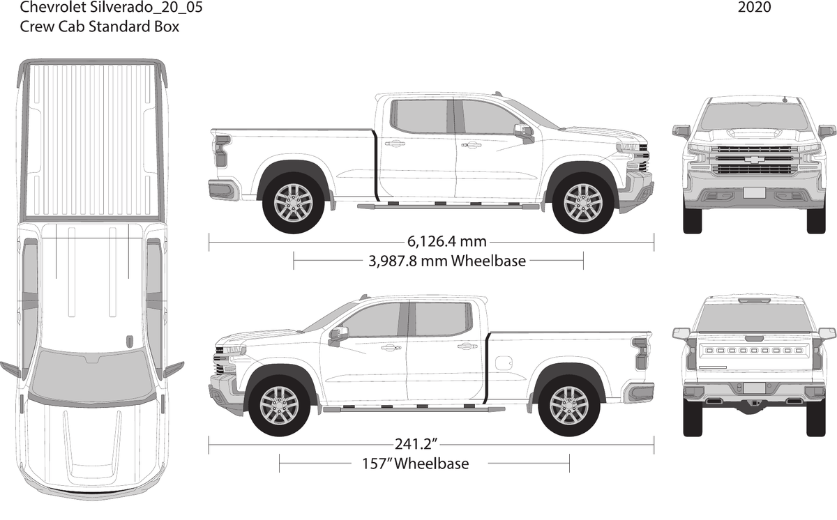 2020 Chevy Silverado 1500 vector wrap template V05, Design-Ready PDF - GravBase