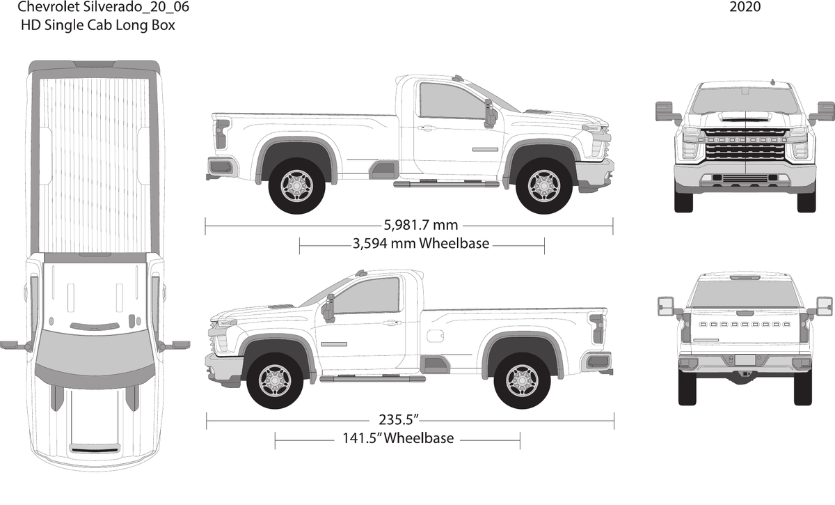2020 Chevy Silverado 2500-3500 HD vector wrap template V06, Design-Ready PDF - GravBase