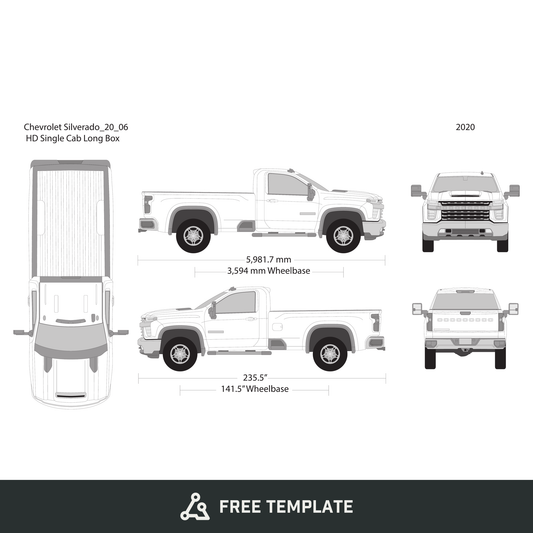 2020 Chevy Silverado 2500-3500 HD free vector vehicle wrap template - GravBase