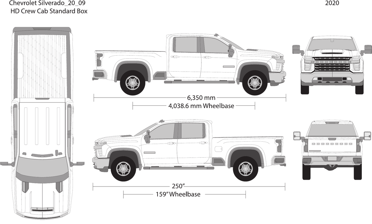 2020 Chevy Silverado 2500-3500 HD vector wrap template V09, Design-Ready PDF - GravBase