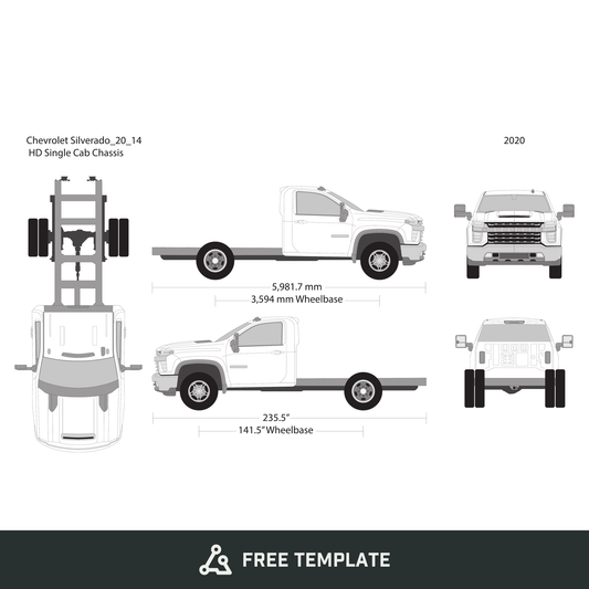 2020 Chevy Silverado 2500-3500 HD free vector vehicle wrap template - GravBase