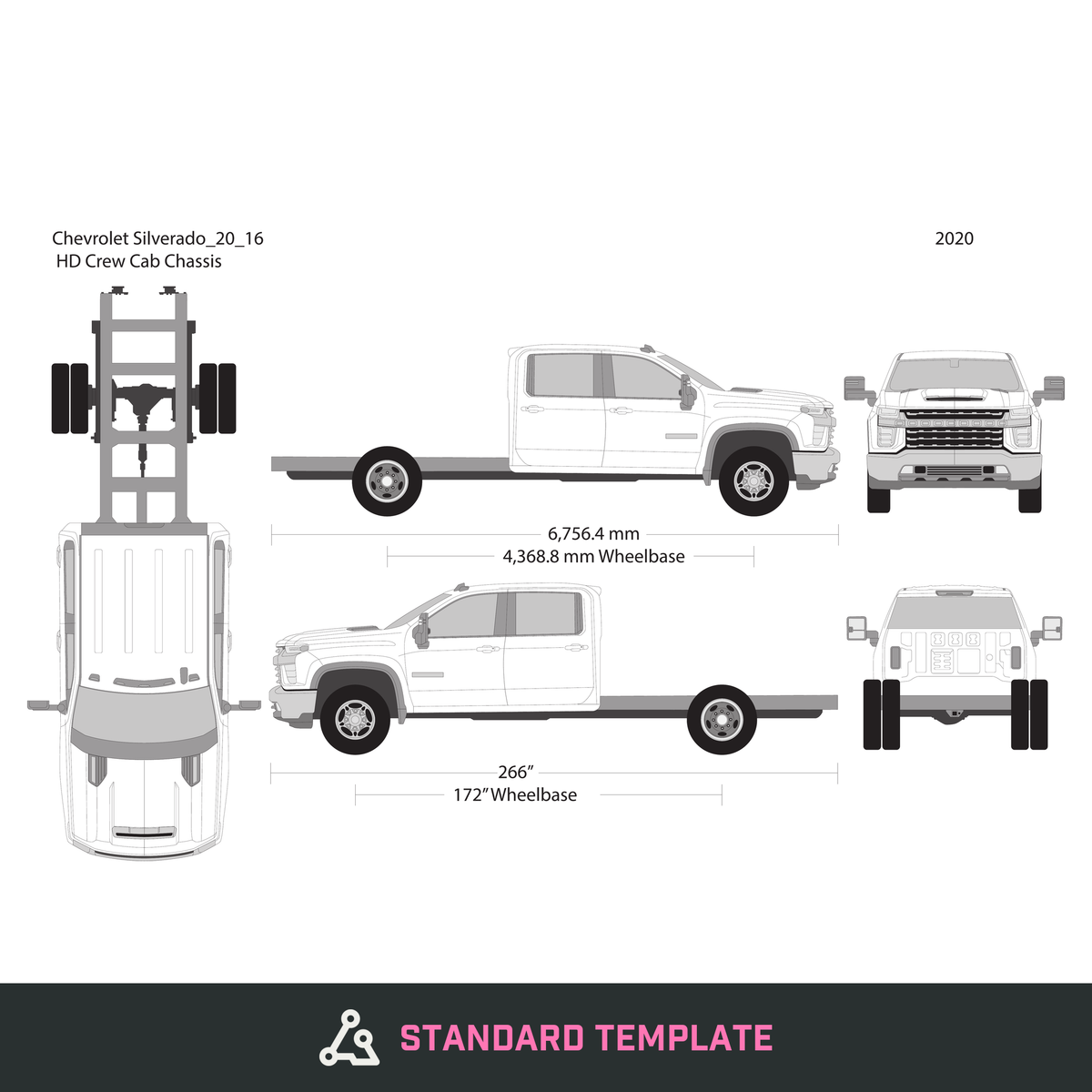 2020 Chevy Silverado 2500-3500 HD vector wrap template V16, Design-Ready PDF - GravBase