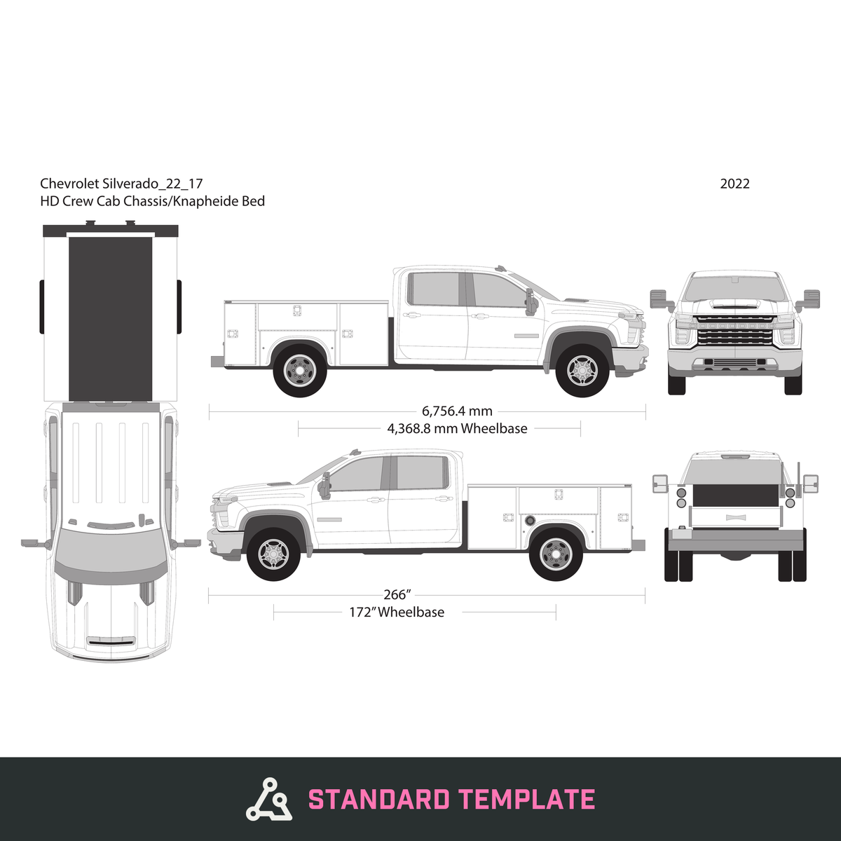 2020 Chevy Silverado 2500-3500 HD vector wrap template V17, Design-Ready PDF - GravBase
