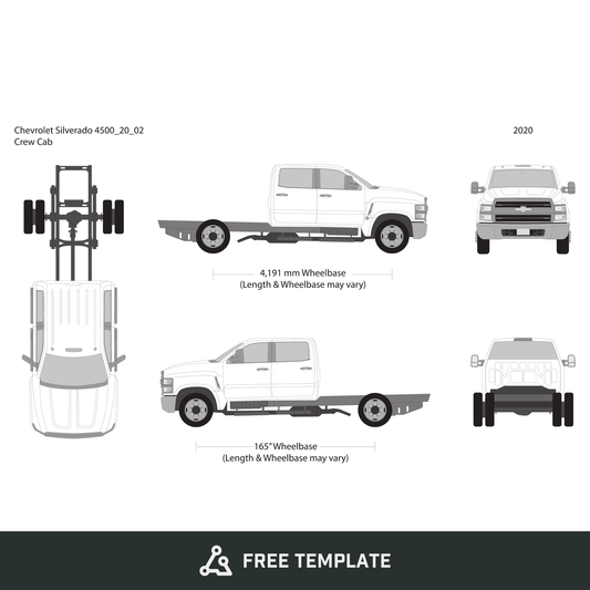 2020 Chevy Siverado 4500 free vector vehicle wrap template - GravBase