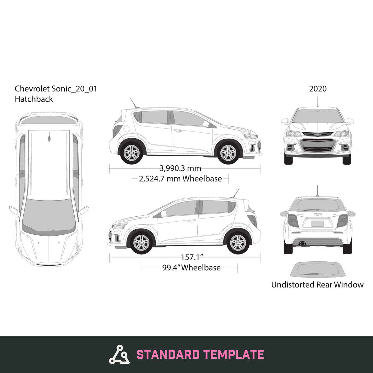 2020 Chevy Sonic vector wrap template, Design-Ready PDF - GravBase