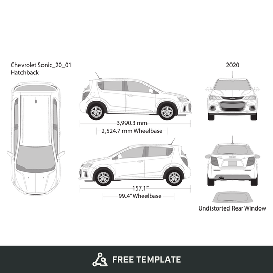 2020 Chevy Sonic free vector vehicle wrap template - GravBase