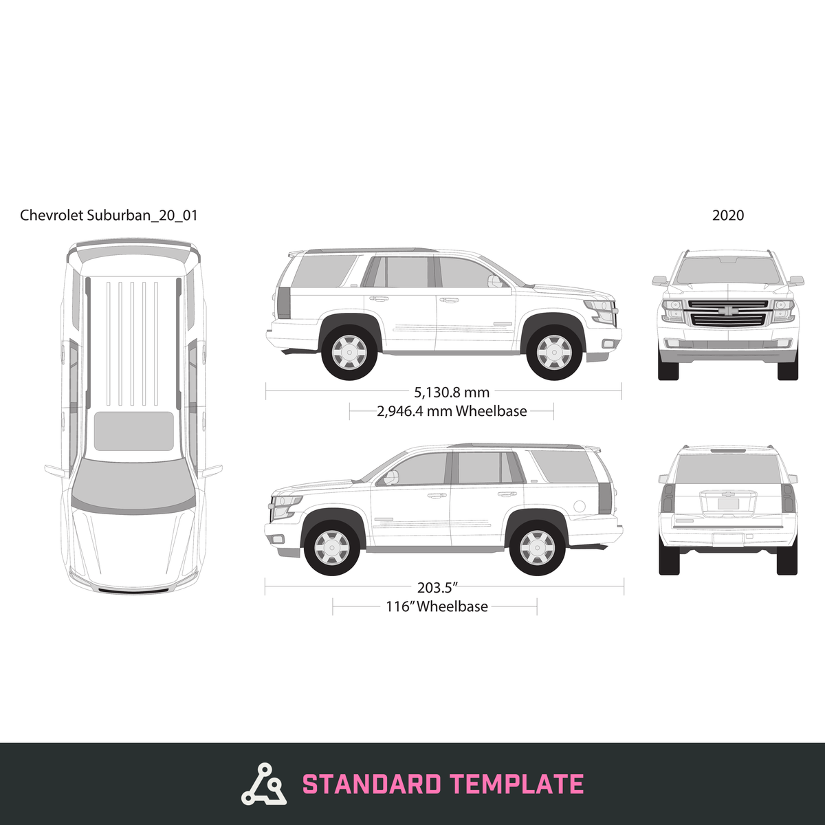 2020 Chevy Tahoe vector wrap template, Design-Ready PDF - GravBase