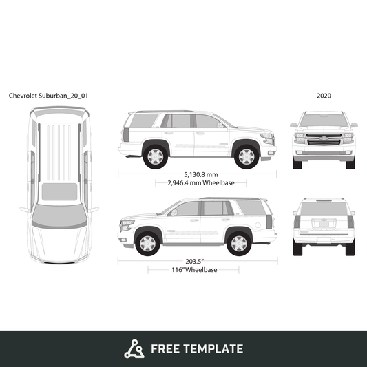 2020 Chevy Tahoe free vector vehicle wrap template - GravBase