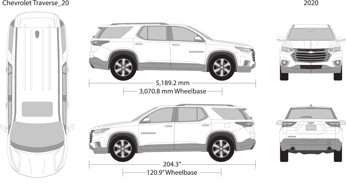 2020 Chevy Traverse Vector Wrap Template - GravBase