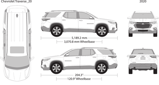 2020 Chevy Traverse Vector Wrap Template - GravBase