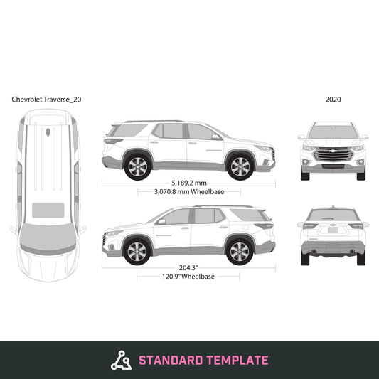 2020 Chevy Traverse vector wrap template, Design-Ready PDF - GravBase