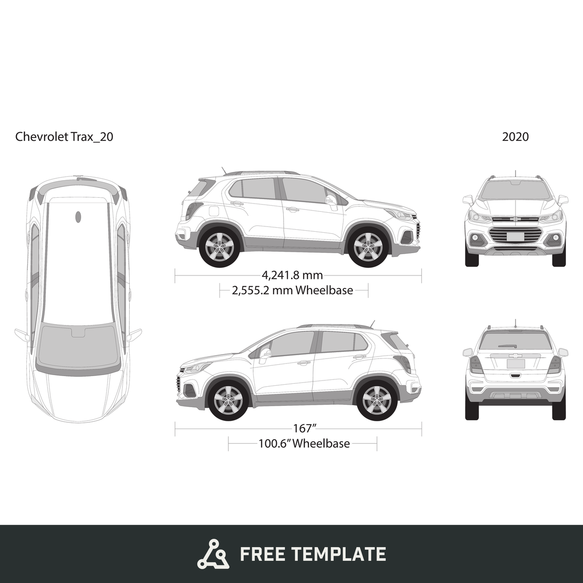 2020 Chevy Trax free vector vehicle wrap template - GravBase