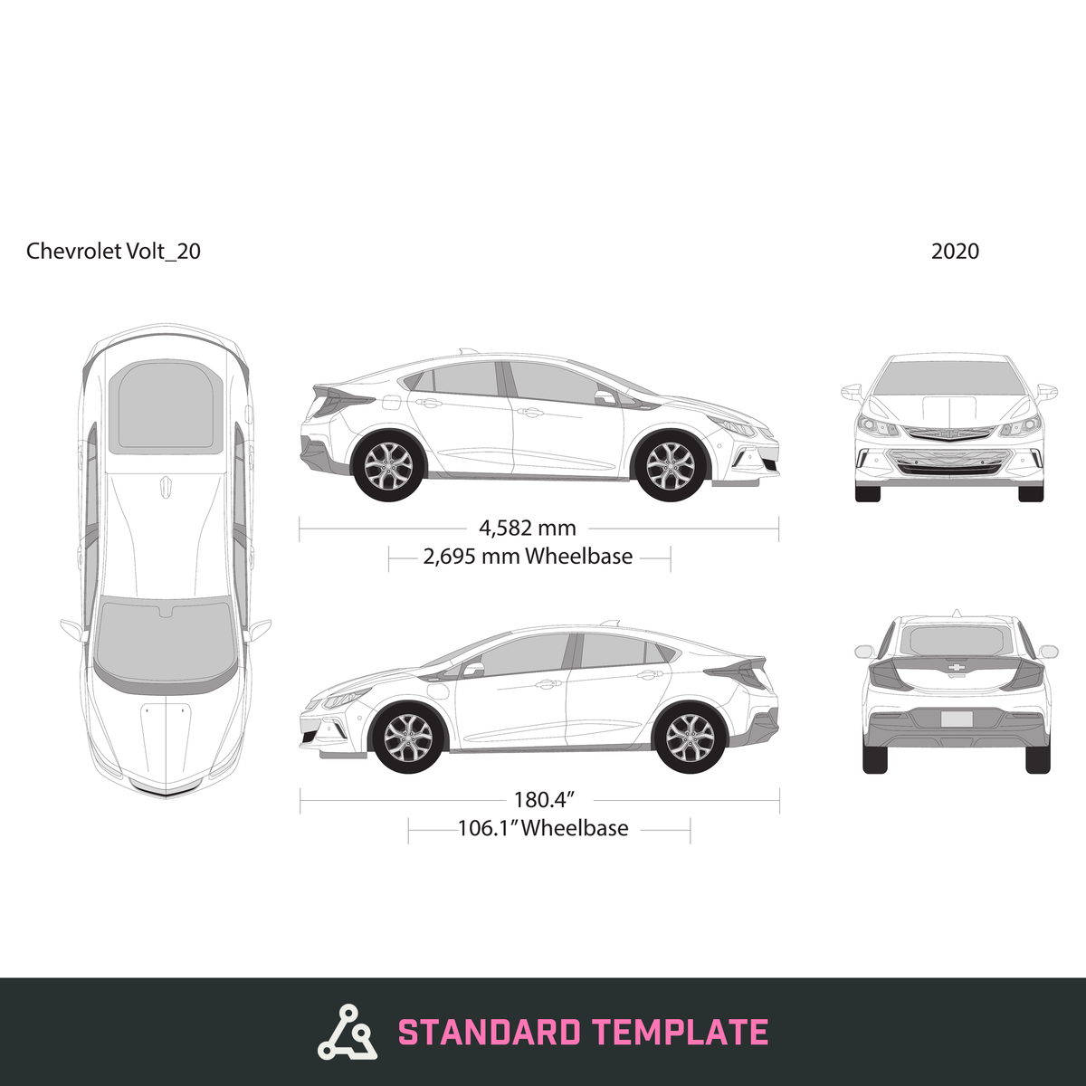 2020 Chevy Volt vector wrap template, Design-Ready PDF - GravBase