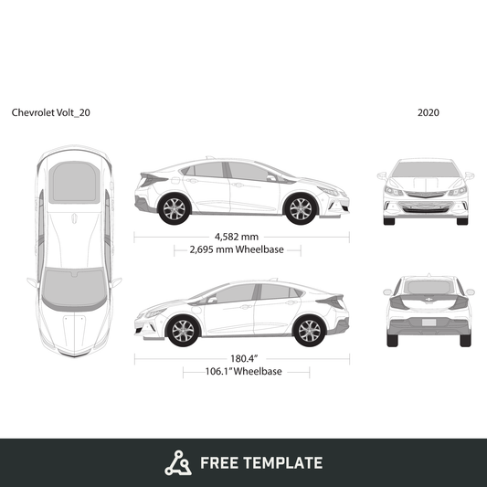 2020 Chevy Volt free vector vehicle wrap template - GravBase