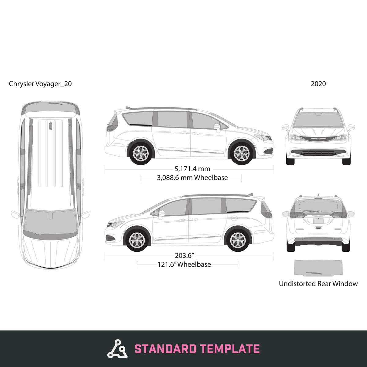 2020 Chrysler Voyager vector wrap template, Design-Ready PDF - GravBase
