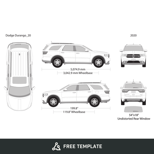 2020 Dodge Durango free vector vehicle wrap template - GravBase