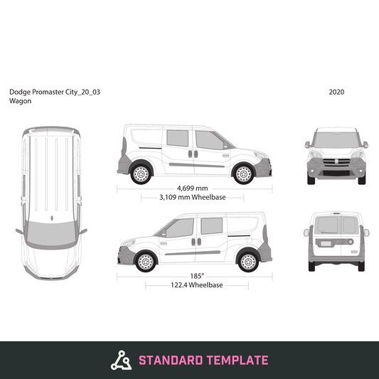 2020 Dodge Promaster City vector wrap template V03, Design-Ready PDF - GravBase