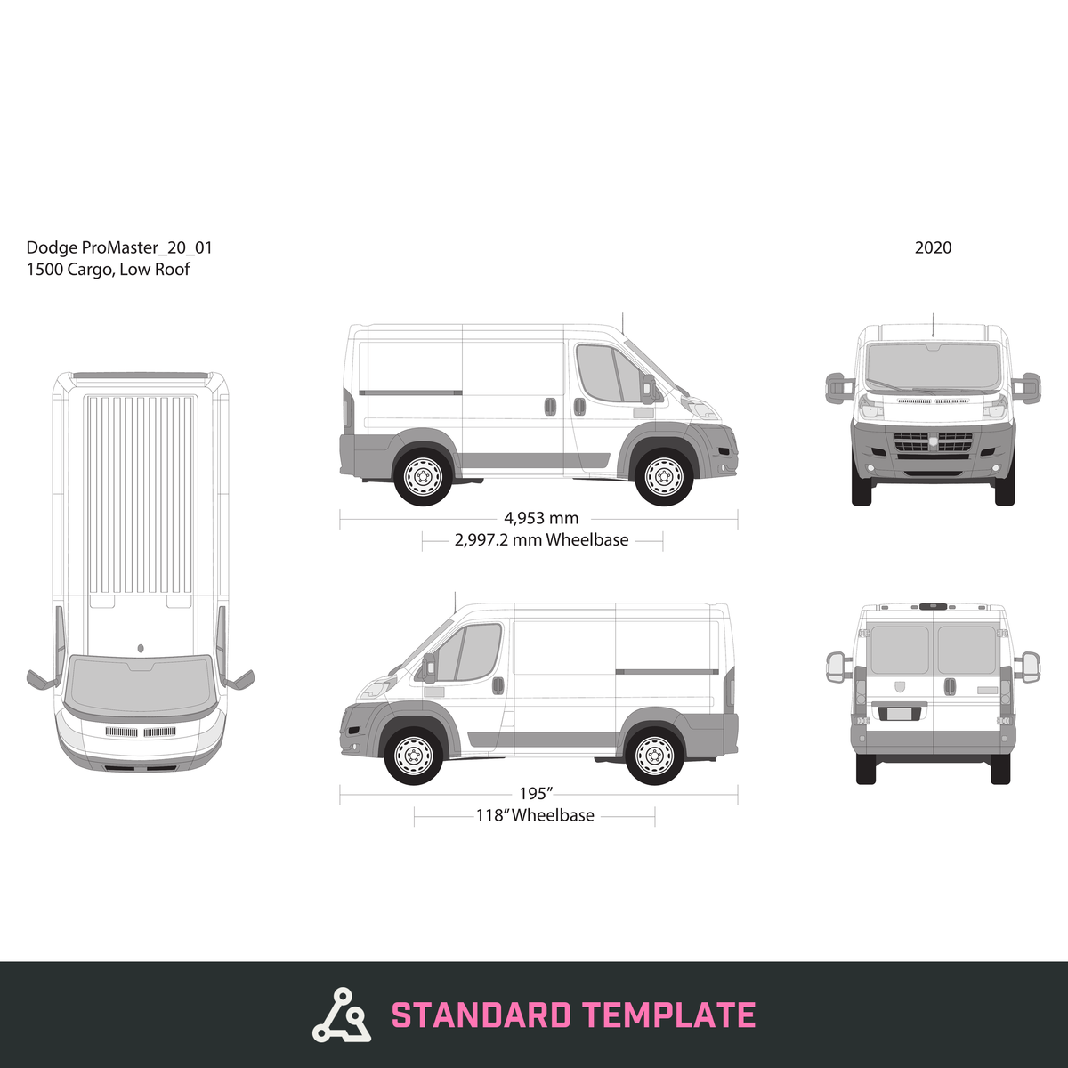 2020 Dodge Promaster vector wrap template V01, Design-Ready PDF - GravBase