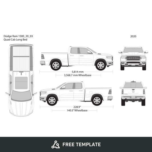 2020 Dodge Ram 1500 free vector vehicle wrap template - GravBase