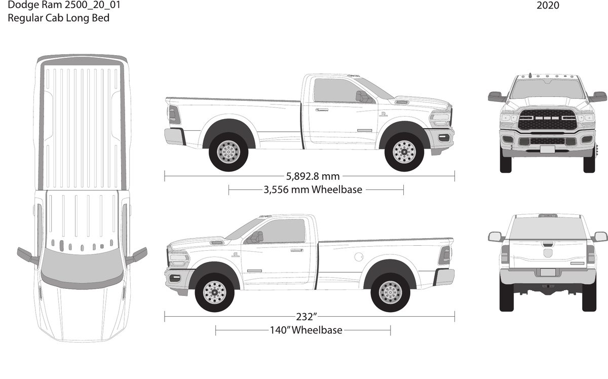 2020 Dodge Ram 2500_3500 vector wrap template V01, Design-Ready PDF - GravBase