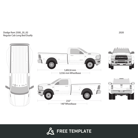 2020 Dodge Ram 2500_3500 free vector vehicle wrap template - GravBase