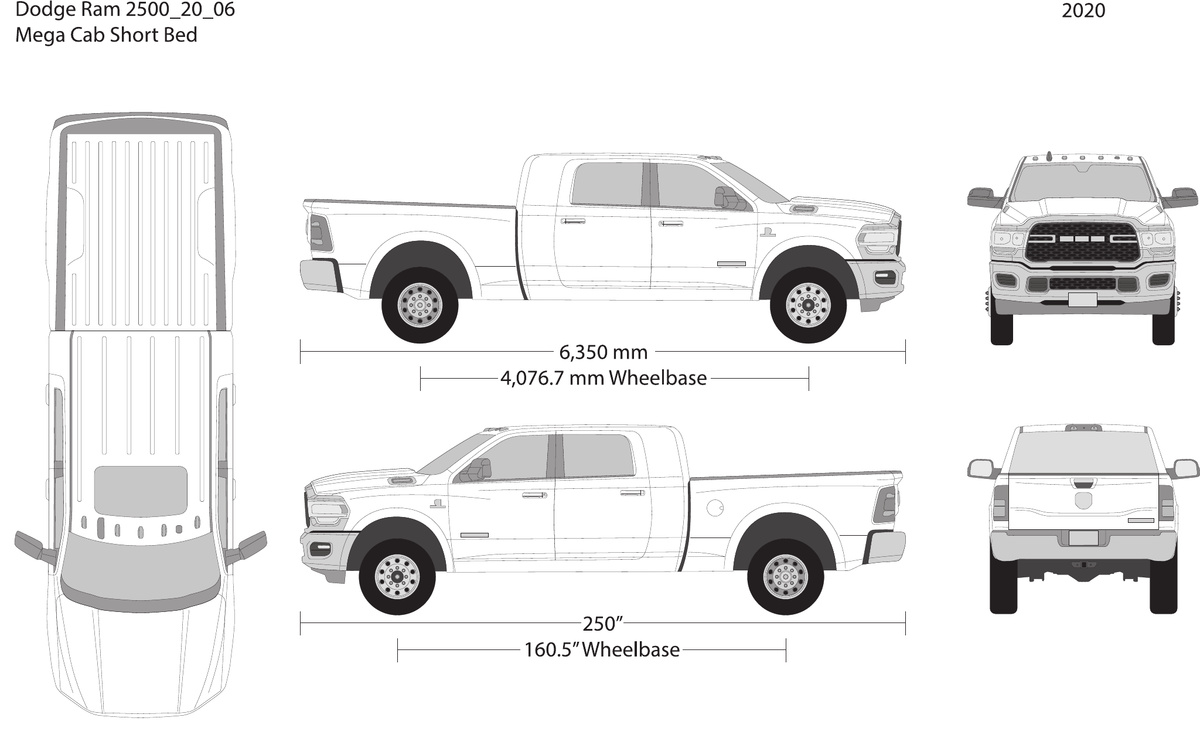 2020 Dodge Ram 2500_3500 vector wrap template V06, Design-Ready PDF - GravBase