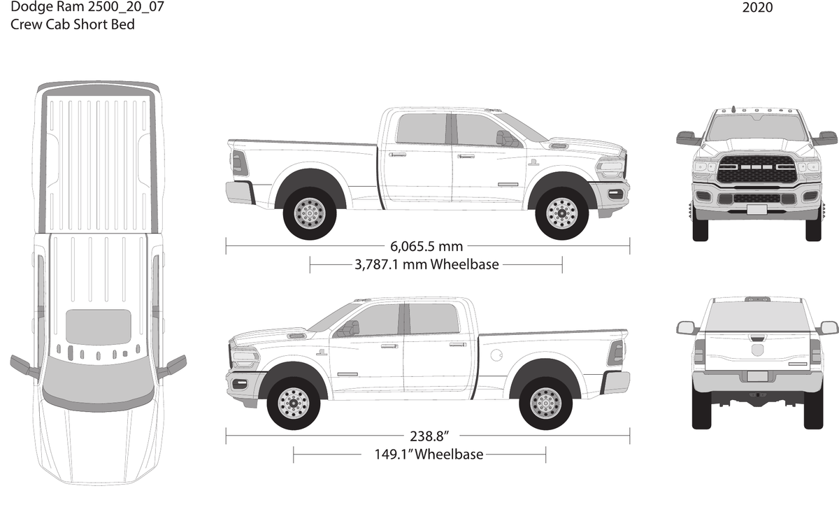 2020 Dodge Ram 2500_3500 vector wrap template V07, Design-Ready PDF - GravBase