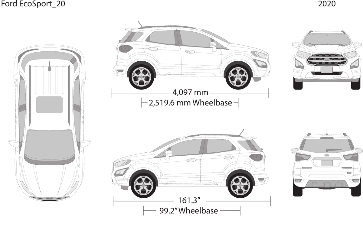 2020 Ford Ecosport vector wrap template, Design-Ready PDF - GravBase