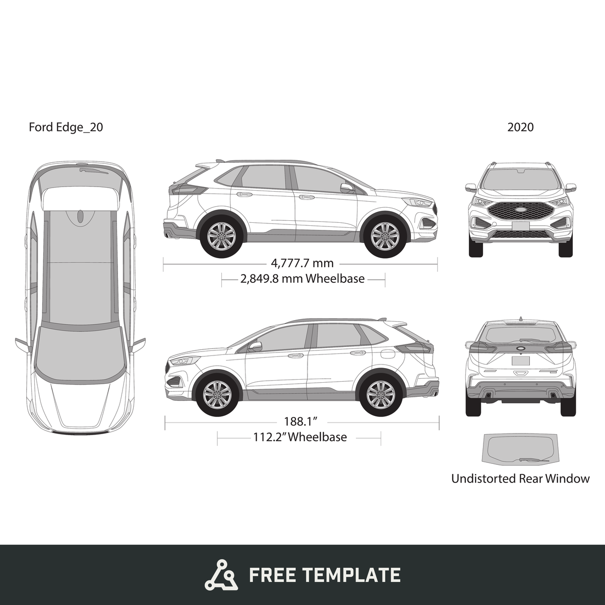 2020 Ford Edge free vector vehicle wrap template - GravBase