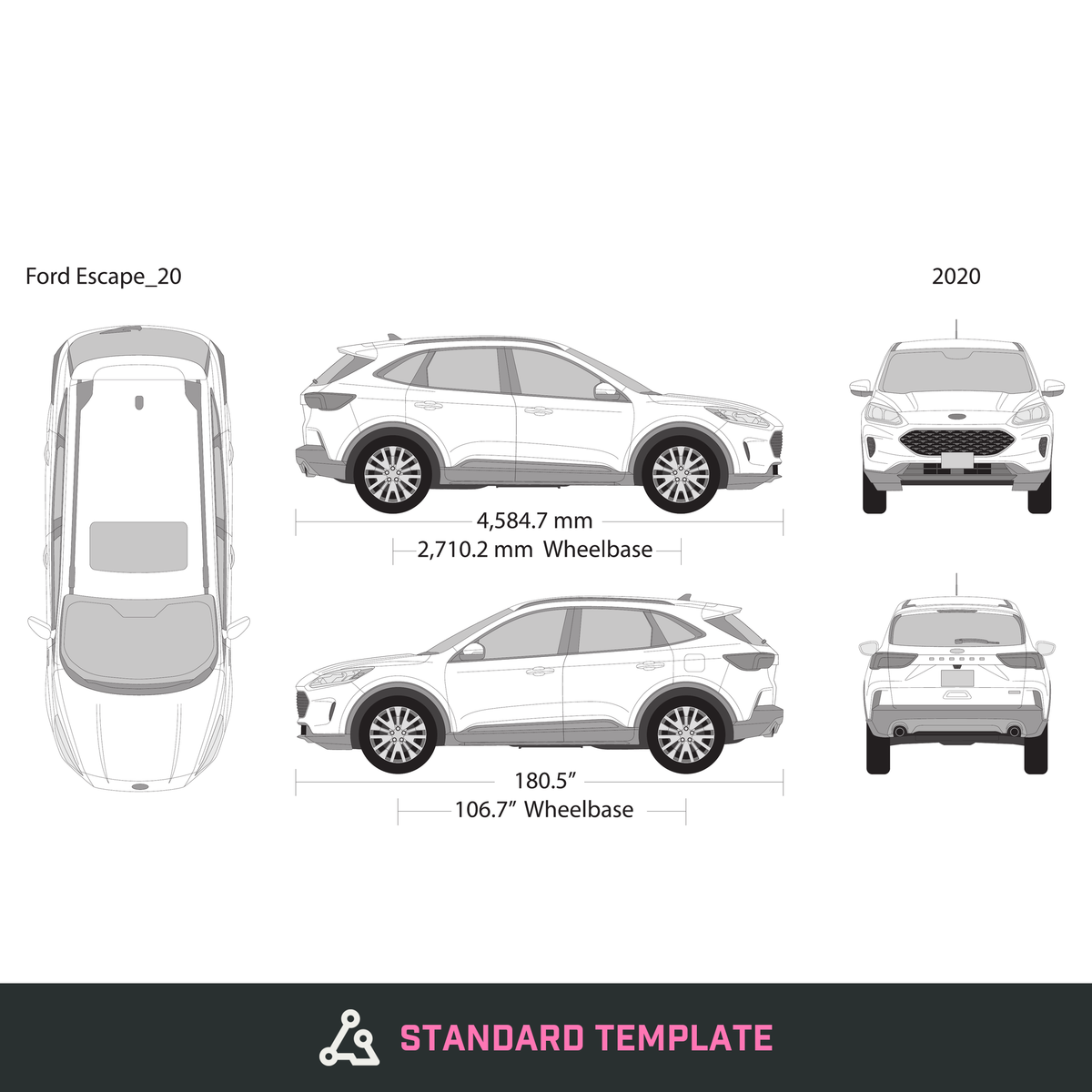 2020 Ford Escape vector wrap template, Design-Ready PDF - GravBase