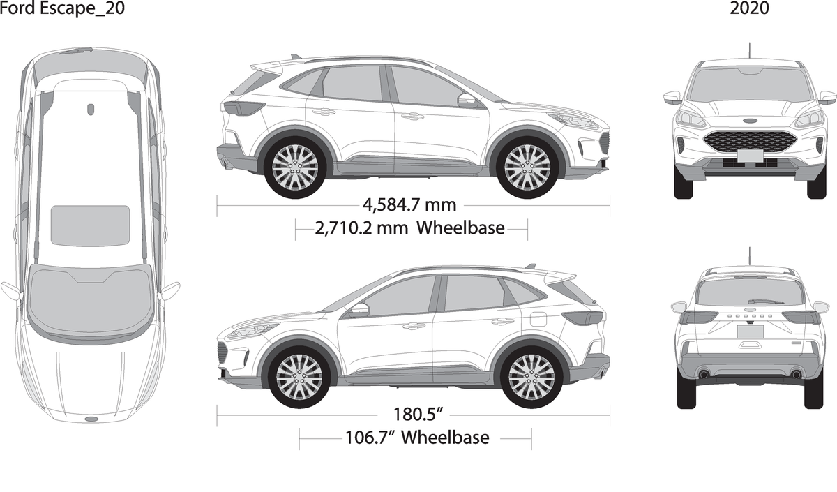 2020 Ford Escape V20 Vehicle Wrap Template